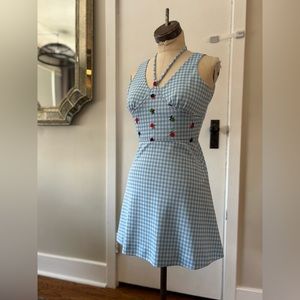 Vintage 1970s gingham halter top mini summer dress size XS/S
